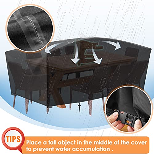 GEMITTO Patio Furniture Covers, 126" L x 63" W x 29" H Extra Large