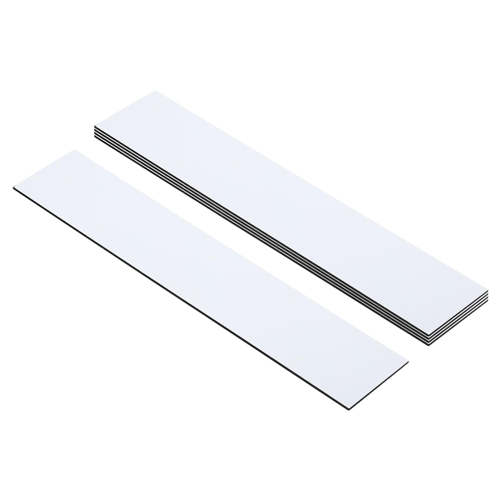 PATIKIL 10x2inch Blank Name Plates, 5Pcs Custom Engraved Name Plate Rectangle Laser Engraving Blanks for Personalized Office Desk DIY Painting Supplies, White, Black