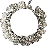 Indian Traditional Belly Dance Ghungroo Silver-Toned Coin Anklet