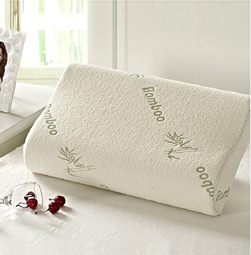 Idea2go Hypoallergenic Bamboo Memory Foam Contour Pillow -Double Contour - Chiropractor Approved - Washable Soft Bamboo Cover - Great for Neck Pain, Sleeping (Standard 20"x 12")