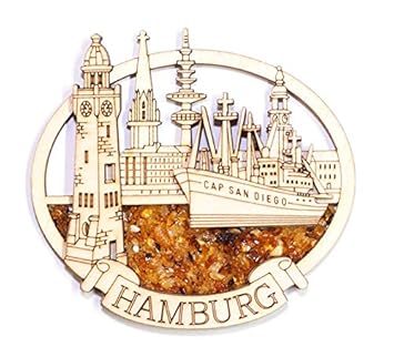 Hamburg Collage como imán de Nevera, de auténtico ámbar: Amazon.es ...