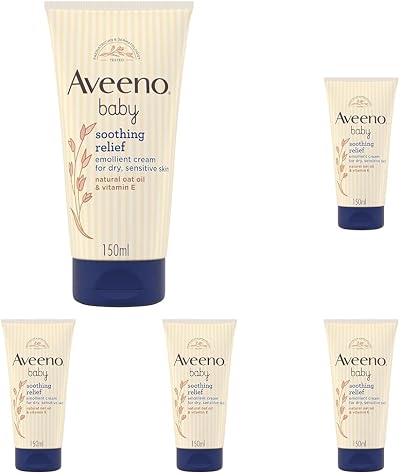 Aveeno Baby Soothing Relief Emollient Cream Unscented 5x150ml