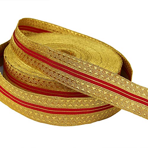5 Yards of Echo Wide Striped Gold and Red Bullion Braid Trim
