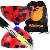 Jester Medium Diabolo (R/Bk) with Aluminium Diablo Sticks (incl string) & Firetoys Bag