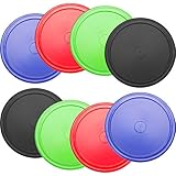 8 Pieces Air Hockey Pucks Replacement Round Pucks for Game Tables, Equipment, Accessories (Red, Green, Blue, Black, 2.5 Inch)