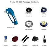 Metapo Power Scrubber PS300 with 2 Super High Capacity 2100mAH Batteries, 5 Brushes and 1 Scouring Pad for Bathroom, Shower, Kitchen and BBQ Grill