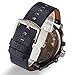 Dual Time Zone Japan Quartz Movement Dark Blue Dial Mens Wrist Watch Leather Band Relogios Masculino