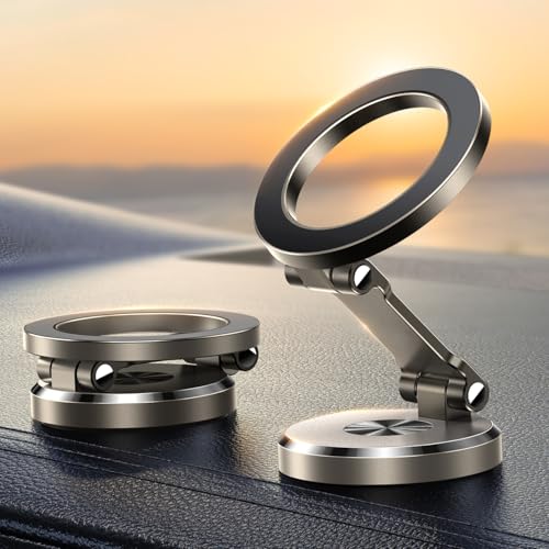 JOYROOM Mobile Phone Holder Car Magnet [Foldable & Full Metal] MagSafe Car Mount with 20 x N55 Magnets and 360° Rotation, Magnetic Mobile Phone Holder Car for iPhone 17 16 15 14 13 12 & MagSafe Case