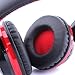 Wireless Bluetooth Headsets, Bodecin Skin Friendly Leather 3D Stereo Sound Sport Bluetooth 4.0 Headphones for iPhone/iPad/Android Build in Mic Support TF Card with USB Charging Cable(Black+Red-MX666)