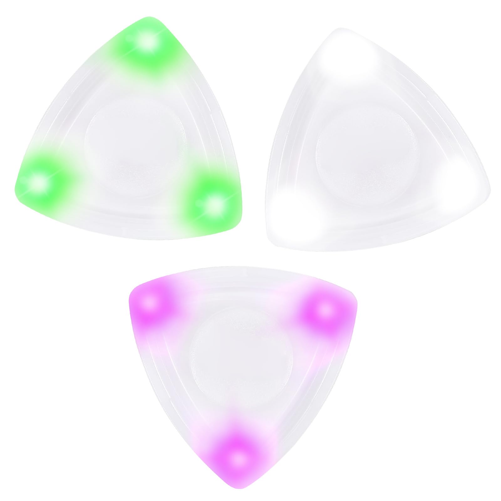 Toyvian Auto Light up Guitar Picks: 3pcs Led Glowing Pick for Bass Electric Acoustic Ukulele - Dazzling Colourful Illuminated Guitar Plectrum for Enhanced Stage Performance, Red White Green