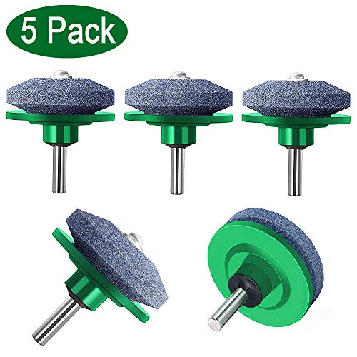 ZALALOVA Lawn Mower Blade Sharpener, 5Pcs Universal Lawnmower Blade Sharpener for Any Power Drill Hand Drill(Green)