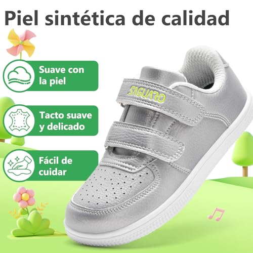 SAGUARO Zapatillas Barefoot Niños Niñas Zapatos Minimalistas Casual con Puntera Ancha Zero-Drop Cierre Autoadherente, Tallas EU 25-35