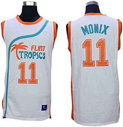 Flint Tropics 11 Ed Monix White Semi Pro Movie Stitched Basketball Jersey Size-XXXL