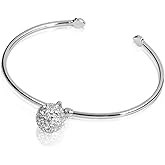 FAIRY COUPLE Rose Gold White Gold Bangle Bracelet for Women, 18K Gold Plated Open Cuff Bangle, Slim 2mm Elegant Bracelet, Gift Box Included