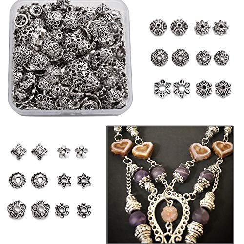 JEWMAY 300Pcs Tibetan Silver Bead Caps Metal Spacers Jewelry Findings Accessories for Bracelet Necklace Jewelry Making
