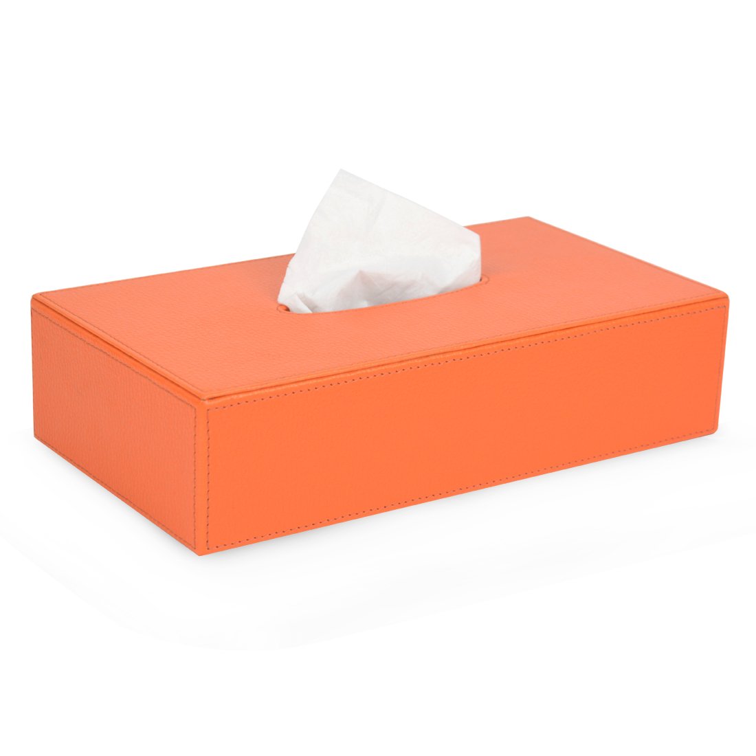 Connaught – Vibrant Orange Faux Leather Rectangular Tissue Box Cover - Suitable for Home | Hotels | Receptions | Spa | Guesthouses