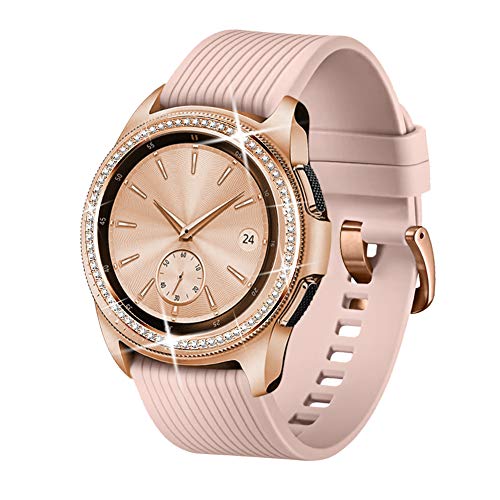 Dsytom Jewelry Bezel Ring Compatible with Galaxy Watch Bezel 42mm,Gear Sport Watch Bezel Cover Protector Adhesive Loop Anti Scratch Design for Samsung Galaxy Watch 42mm/Gear Sport(Rose Gold)