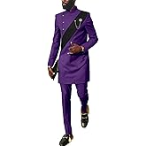 SEA&ALP African Men Dashiki Outfit 2 Piece Suit Shirt and Pants Set Slim Fit Wedding Dress Attire Clothing