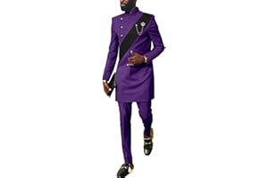 SEA&ALP African Men Dashiki Outfit 2 Piece Suit Shirt and Pants Set Slim Fit Wedding Dress Attire Clothing