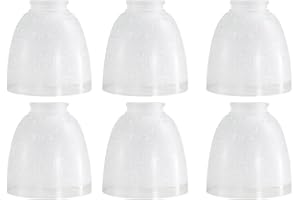 SEWTEROLYN 6-Pack White Linen Frosted Glass Shades, Bell Shaped Glass Shade Covers Ceiling Fan Lamp Replacements, Light Fixtures Lampshade for Chandelier Wall Sconces, 1.61" Fitter Size, 5" High x 4.7" Diameter