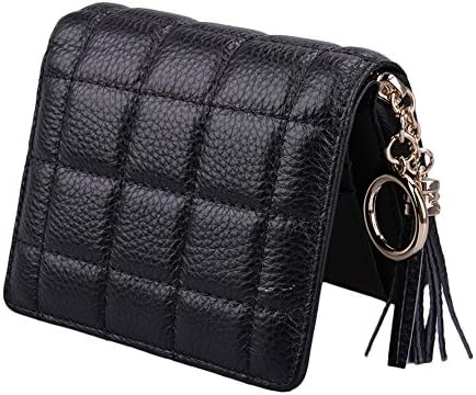 Charmdi Fashion Women Genuine Leather Cute Zipper Card Wallet Small Purse with Pendant (Black)