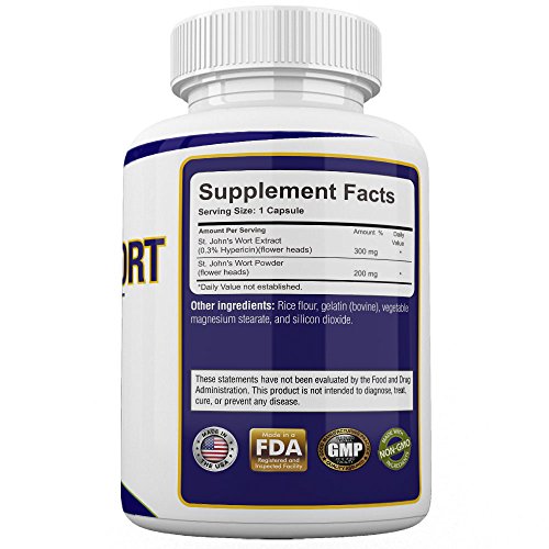 St John's Wort Extract Supplement 500mg Vitamin Herb for Mood