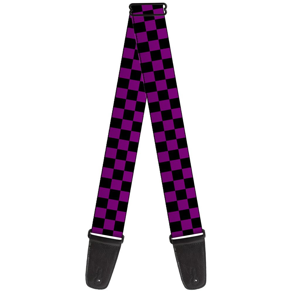 Buckle-Down Guitar Strap Checker Black Purple 2 Inches Wide (GS-W30315)