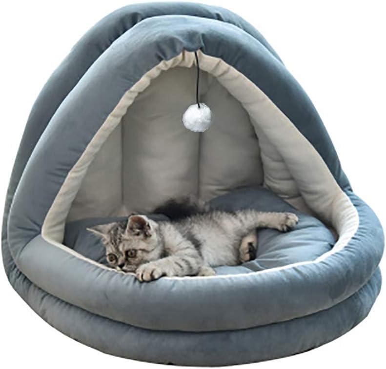 YunNasi Cat Bed Cat Cave Pet Bed for Cats Dogs Comfortable 55X44X44cm (XL, Blue Navy)