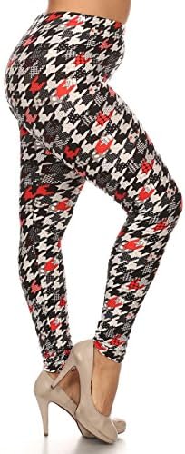 World of Leggings Hint of Red Houndstooth Leggings - Plus Size