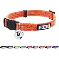 Pawtitas Reflective Cat Collar with Safety Buckle and Removable Bell Cat Collar Kitten Collar Orange Cat Collar