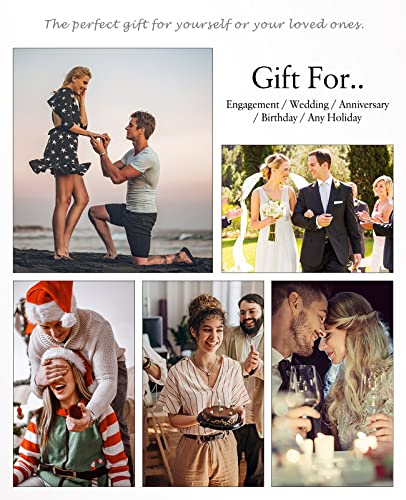 FCINOS 5 Stones Half Eternity Ring for Women, S925 Moissanite Stackable Engagement Ring, Promise Wedding Bands Sterling Silver Ring, Clarity Unisex Diamond Simulated Anniversary Rings (7)