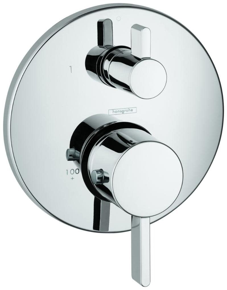 Photo 1 of hansgrohe Ecostat Modern Thermostatic Shower Valve Trim with Temperature Control in Chrome, 04230000