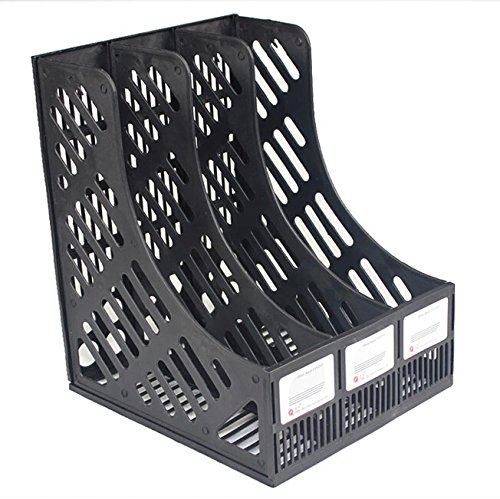 File Holder, Sturdy Desktop Triplicate Magazine Literature Plastic Holders Frames File Dividers Document Cabinet Rack Display and Storage Organiser Box