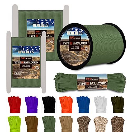 HERCULES Type III Paracord 550 Paracord Rope