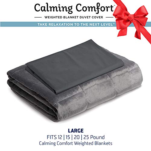 Calming Comfort by Sharper Image Weighted Blanket Duvet Cover | Large- Grey, Fits 15, 20, 25 lb Blanket 50" x 75"