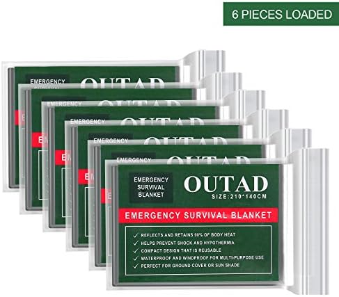 Emergency Blankets (Pack of 6) 82''x 55'' Designed for NASA up to 90% Heat Retention Mylar Thermal Blankets for Outdoors Hiking Survival Marathons First Aid