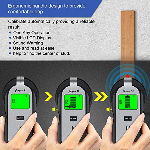 Stud Finder Wall Scanner, JURGEN K Multifunction Wall Detector with Upgrade Sensor, Digital LCD Display & Sound Warning for Center and Edge of Metal, Studs, Joists, Pipes, Live AC Wire Detection