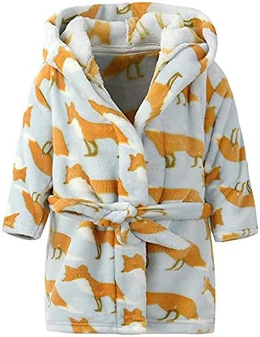 Boys & Girls Bathrobes,Toddler Kids Hooded Robe,Plush Soft Coral Fleece Bathrobe Robes Pajamas Sleepwear for Girls Boys