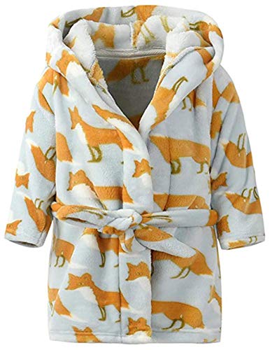 Boys & Girls Bathrobes,Toddler Kids Hooded Robe,Plush Soft Coral Fleece Bathrobe Robes Pajamas Sleepwear for Girls Boys