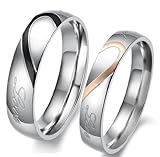 3Aries Lover's Heart Shape Stainless Steel Women "Real love" Wedding Engagement Couple Ring Size 8