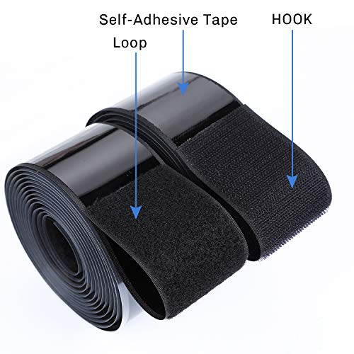 iTape 2" Black Sticky Back Hook and Loop Self Adhesive Tape