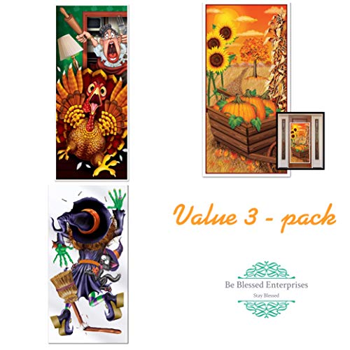 Value 3 Pack - Fall/Autumn Holiday Door Covers for classrooms, Offices, and Homes