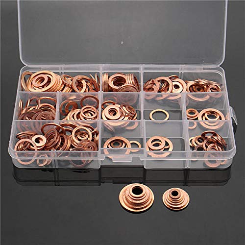 K&A Company 280Pcs M5-M20 Solid Copper Washer Set for Tap Plumbing Garage Engine Assorted Sump Plug
