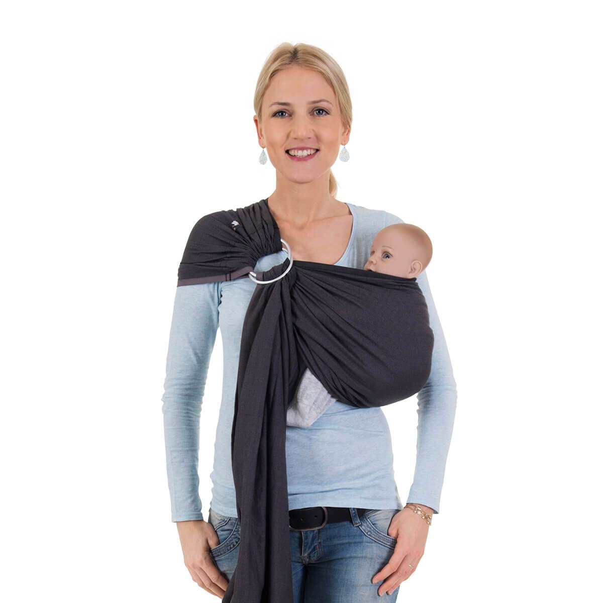 Hoppediz Ring Sling for Baby Carrying (London Grey)