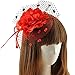 Coolwife Womens Fascinator Veil Flower Cocktail Tea Party Headwear (Red)