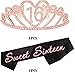 16th Birthday Sash and Tiara for Girls - Fabulous Set: Glitter Sash + Gravity Rhinestone Pink Premium Metal Tiara, 16th Birthday Gifts for Sweet 16 Birthday Party
