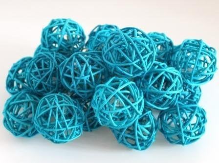 Storm Turquoise Blue Rattan Heart Ball Fairy Light String 3 Meters Long 110v by DAUNGJAIHANDMADE