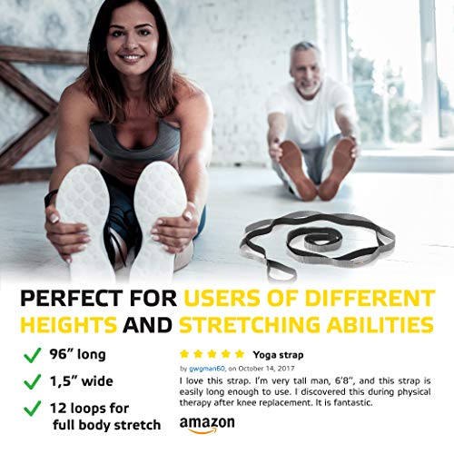 image for Sport2People Stretching Strap for Yoga and Rehabilitation – 2 Free E