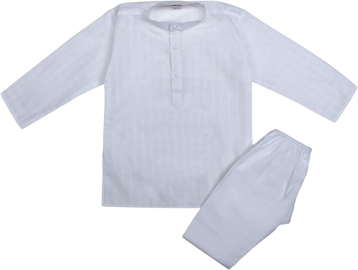 Littly Baby Boy's Ethnic Wear Cotton White Self Kurta Pyjama