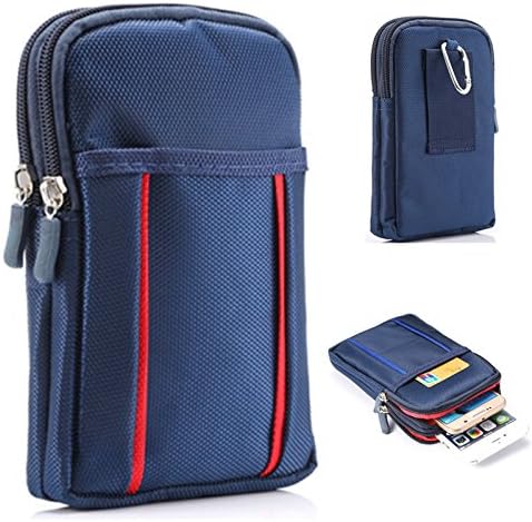 Multifunctional Cycling Hiking 3 Layers Shoulder Bag Polyester Cellphone Holster with Belt Clip and Loop/Outdoor Waist Pack for iPhone 6s 6plus Samsung Galaxy and Note Series,Keys&amp;ID Cards(Navy Blue)